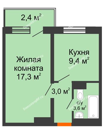 1 комнатная квартира 35,1 м² - ЖД Подзолкова