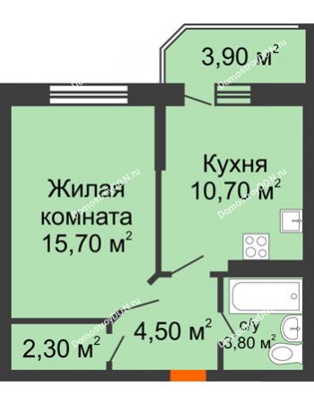 1 комнатная квартира 39,2 м² в ЖК Звездный-2, дом № 2