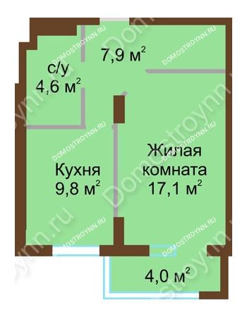 1 комнатная квартира 43,4 м² - ЖК Подкова Сормовская