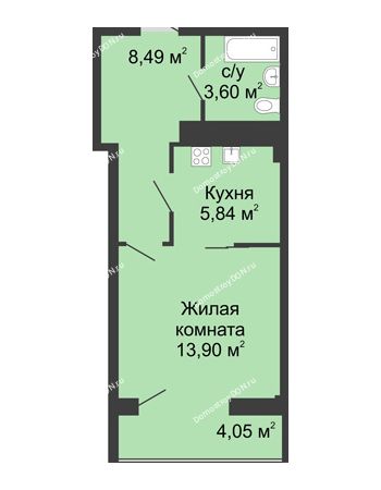 1 комнатная квартира 33,74 м² в  ЖК РИИЖТский Уют, дом Секция 1-2