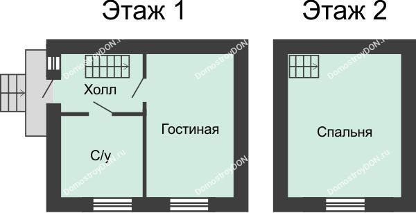 Планировка 1 этажа в доме Тип 2, 50 м² в КП Красный сад