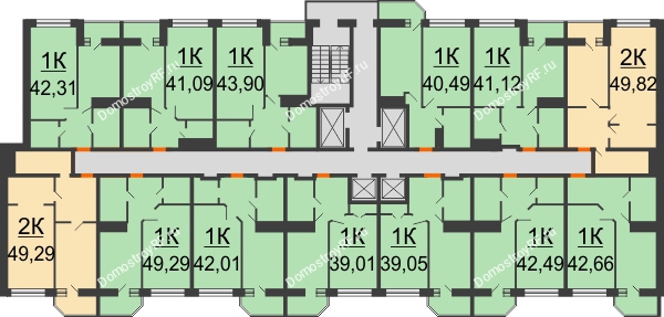 Планировка 1 этажа в доме 2 секция в ЖК Берег