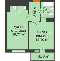 1 комнатная квартира 38,1 м² в ЖК SkyPark (Скайпарк), дом Литер 2 - планировка