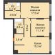 2 комнатная квартира 66,7 м² в Квартал Новин, дом 6 очередь ГП-6 - планировка