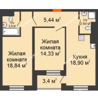 2 комнатная квартира 65,93 м² в ЖК Набережный квартал, дом ГП-4 - планировка