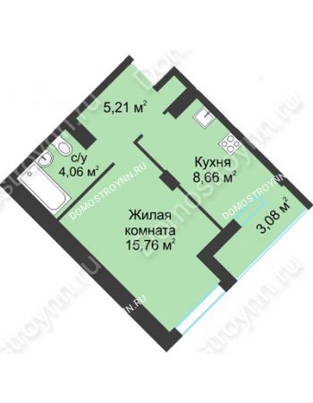 1 комнатная квартира 36,77 м² в ЖК На Вятской, дом № 3 (по генплану)