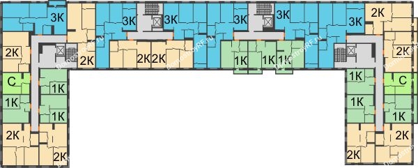 Планировка 5 этажа в доме ГП-1 в ЖК Мозаика Парк	