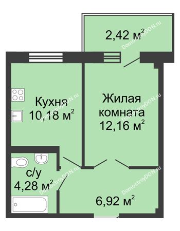 1 комнатная квартира 35,2 м² в ЖК Соловьиная роща, дом № 2