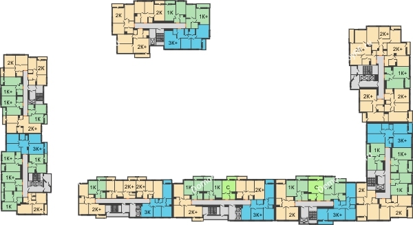 Планировка 3 этажа в доме 2 секция в ЖК intellect-Квартал (Интеллект-Квартал)