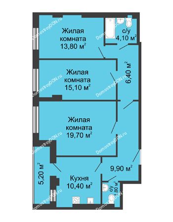 3 комнатная квартира 83,9 м² - ЖК Дом на Береговой