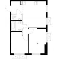 2 комнатная квартира 49 м² в ЖК Савин парк, дом корпус 8 - планировка