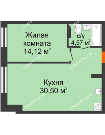 1 комнатная квартира 49,19 м² - ЖК Шаляпин