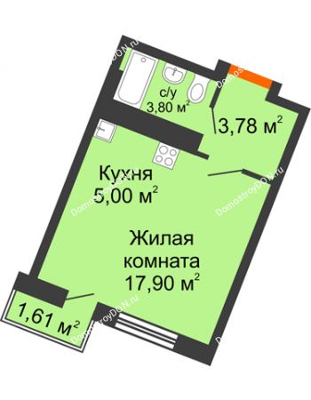 Студия 26,65 м² в ЖК Мечников, дом ул. Мечникова, 37