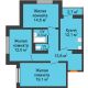 3 комнатная квартира 77,8 м² в ЖК Задонье, дом Позиция 2 - планировка