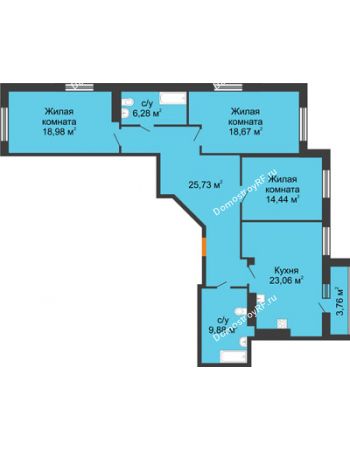 3 комнатная квартира 119,8 м² в ЖК 120 квартал, дом 2 очередь