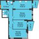 3 комнатная квартира 77,71 м² в ЖК Город у реки, дом Литер 8 - планировка