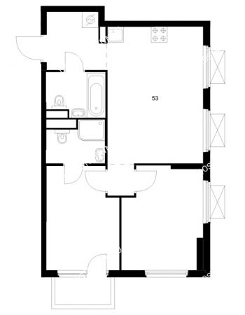 2 комнатная квартира 53 м² в ЖК Савин парк, дом корпус 10