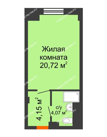 Студия 28,94 м² - Апартаменты Бирюза в Гордеевке