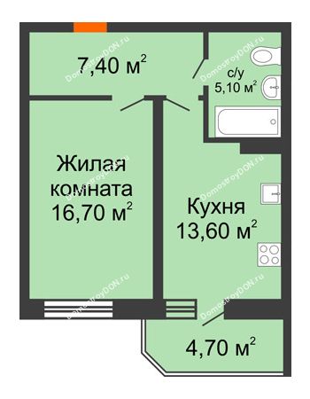 1 комнатная квартира 47,5 м² в ЖК Звездный-2, дом № 4