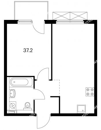 1 комнатная квартира 37,2 м² в ЖК Савин парк, дом корпус 3