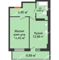 1 комнатная квартира 40,64 м² в ЖК Свобода, дом №2 - планировка