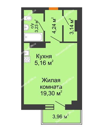 Студия 37,13 м² в ЖК Сокол на Оганова, дом Литер 6