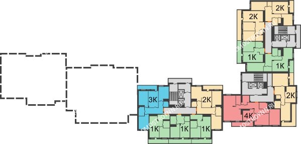 Планировка 15 этажа в доме № 1 в ЖК Корица