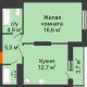 1 комнатная квартира 45,8 м², ЖК Космолет - планировка