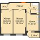 2 комнатная квартира 56,71 м² в ЖК Свобода, дом №2 - планировка