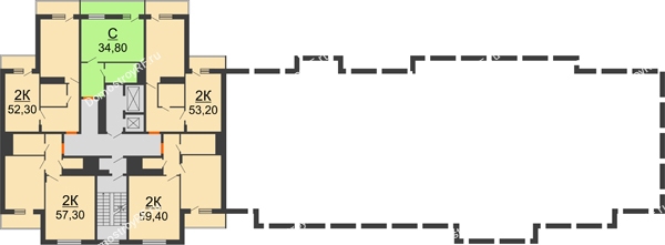 Планировка 14 этажа в доме 5,6 секция в ЖК Статус