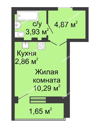 Студия 22,05 м² в ЖК Соловьиная роща, дом № 3