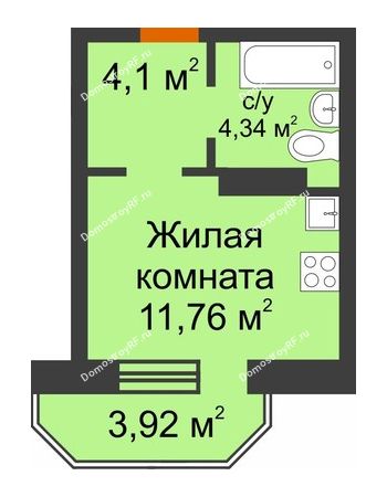 Студия 21,38 м² в ЖК Светлоград, дом Литер 15