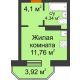 Студия 21,38 м² в ЖК Светлоград, дом Литер 15 - планировка