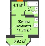 Студия 21,38 м² в ЖК Светлоград, дом Литер 15 - планировка