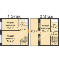 2 комнатная квартира 77,4 м² в ЖК Андерсен парк, дом ГП-5 - планировка