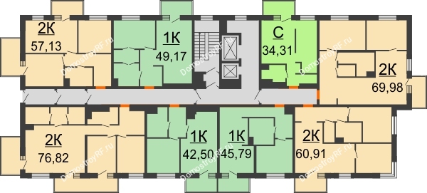 Планировка 6 этажа в доме Секция 2 в ЖК CityZen (Сити Дзен)