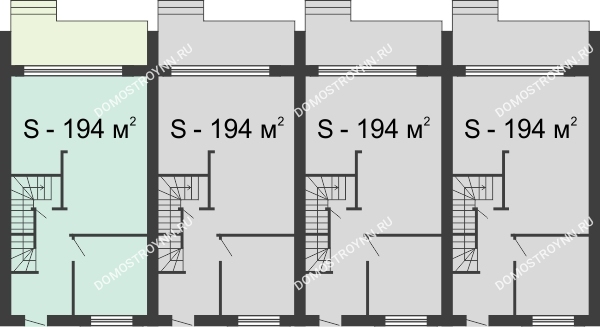 Планировка 1 этажа в доме № 15 (194 м2) в  КП Долина