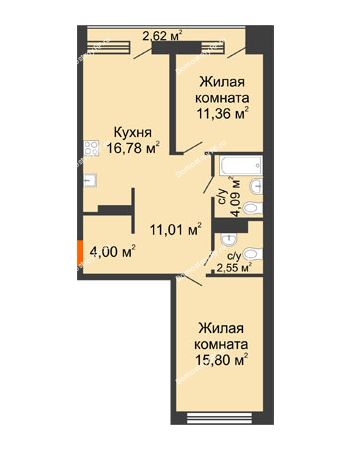 2 комнатная квартира 66,9 м² в Микрорайон Видный	, дом ГП-20