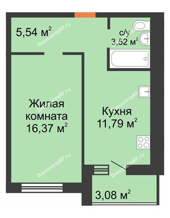 1 комнатная квартира 40,3 м² в ЖК Новая Самара, дом № 44