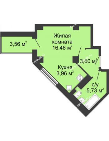 Студия 31,53 м² в ЖК Мега, дом № 2