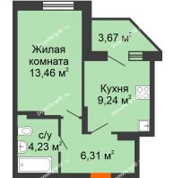 1 комнатная квартира 35,08 м² в ЖК Московский, дом дом 1 - планировка