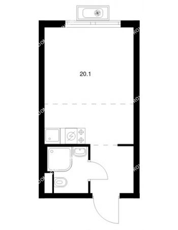 Студия 20,1 м² в ЖК Савин парк, дом корпус 7