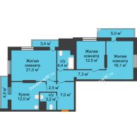 3 комнатная квартира 98,4 м², ЖК Космолет - планировка