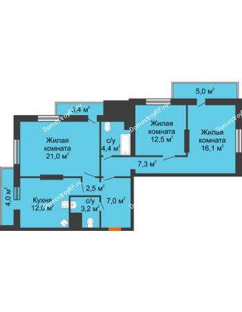 3 комнатная квартира 98,4 м² - ЖК Космолет
