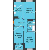 3 комнатная квартира 78,3 м² в ЖК Облака, дом № 2 - планировка
