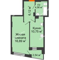 1 комнатная квартира 39,59 м² в ЖК Рубин, дом Литер 2 - планировка