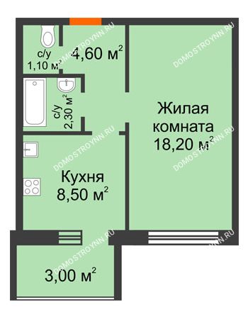 1 комнатная квартира 36,2 м² в ЖК Удачный 2, дом № 1
