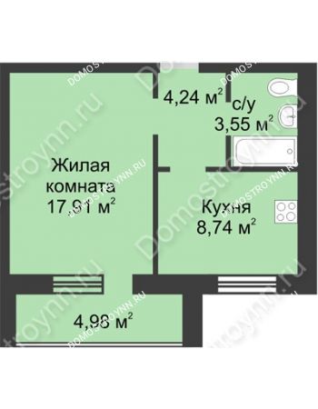 1 комнатная квартира 36,93 м² в ЖК АВИА, дом № 85