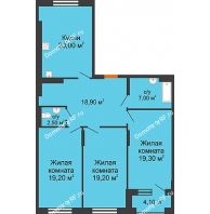 3 комнатная квартира 108,15 м², КД Renessanse (Ренессанс) - планировка