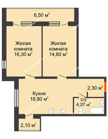 2 комнатная квартира 64,9 м² в ЖК Куйбышев, дом № 7